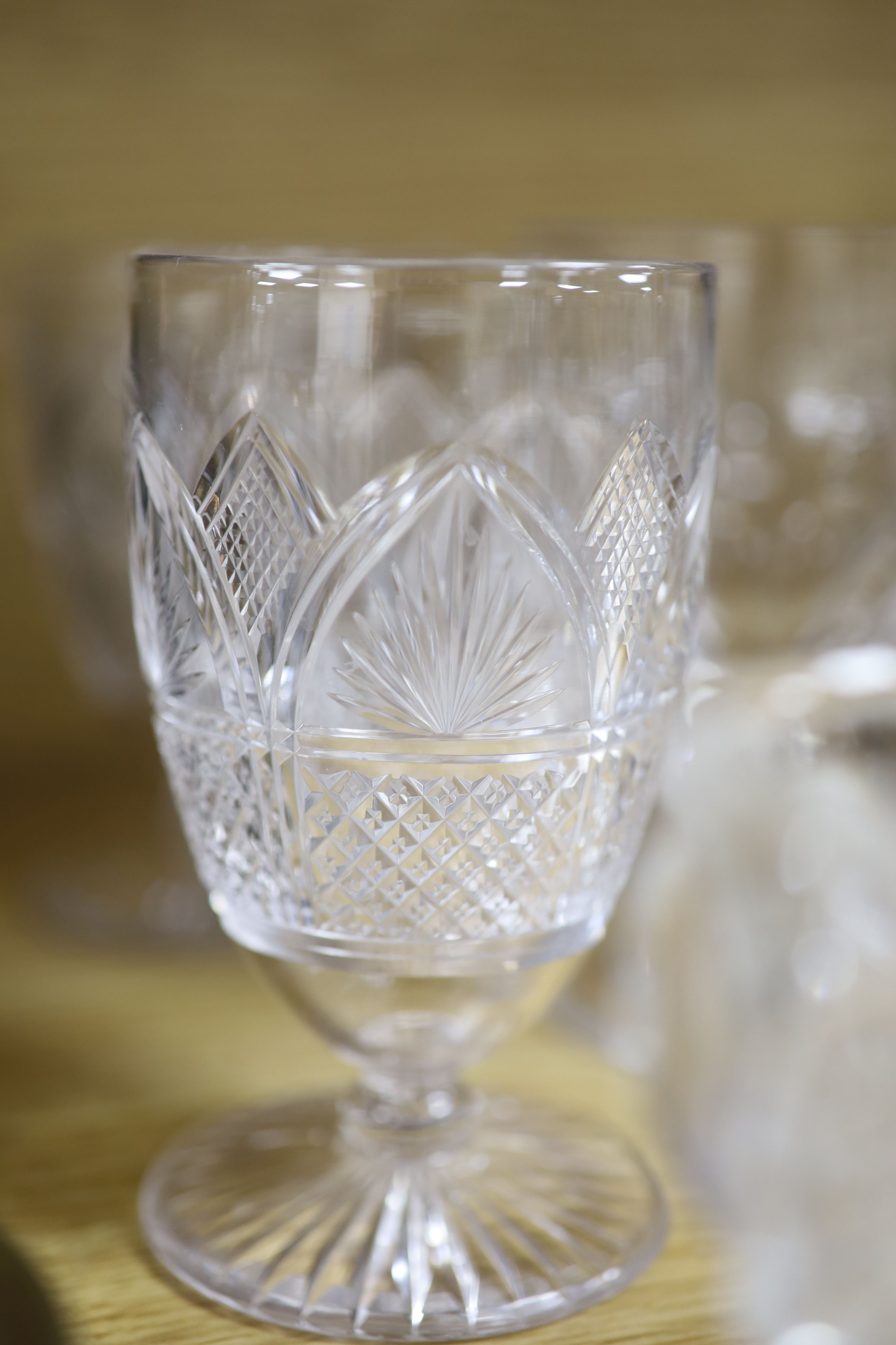 Fifteen various glass rummers and drinking glasses